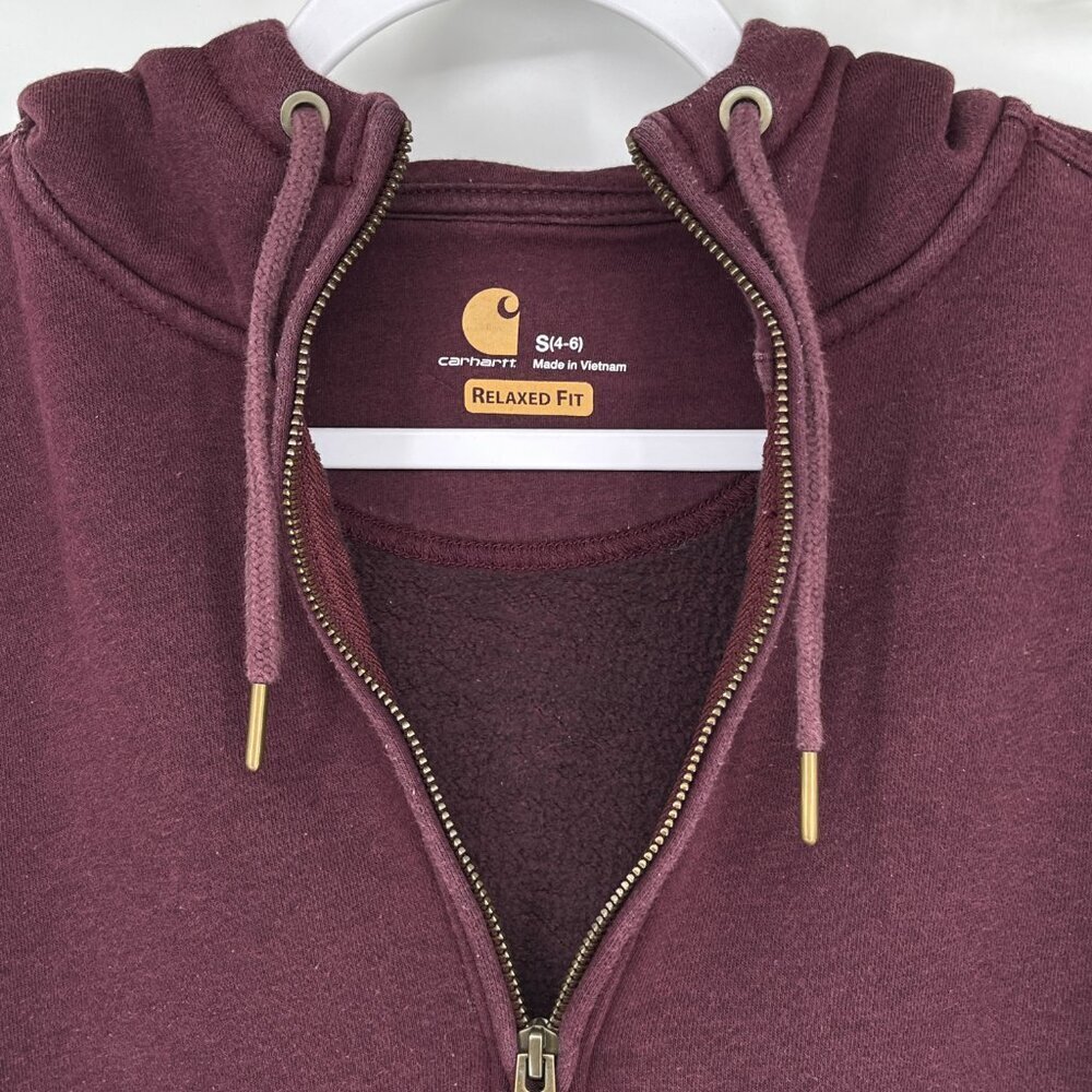 Carhartt 1/2 Zipped Hoodie Womens‎ Size 4-6  Kangaroo Pockets - Picture 9 of 9